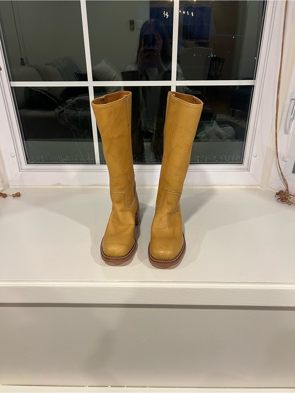Frye Tall Leather Boots in Mustard